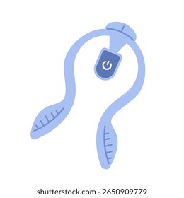 Modern wearable device with vibration feedback to improve posture and relieve back pain. Flat vector illustration of a smart posture corrector brace isolated on white background.