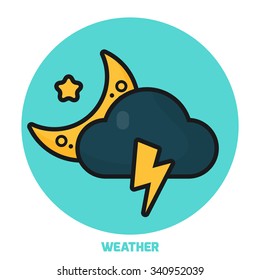 Modern weather background with moon and clouds 