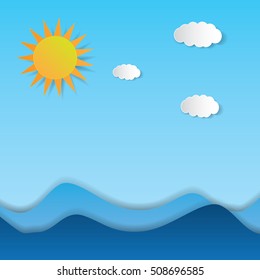 Modern weather background with sun and clouds