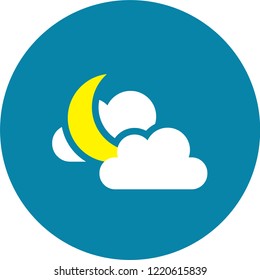 Modern weather flat icons set. Flat vector symbols on coloured backgrounds.