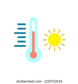 Modern weather flat icons set. Flat vector symbols on coloured backgrounds.