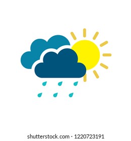 Modern weather flat icons set. Flat vector symbols on coloured backgrounds.