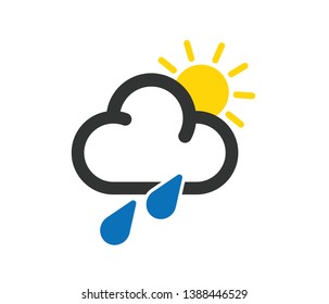 Modern Weather icon with rain drop, sun - Best concept for weather 