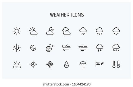 Modern weather icons set. Flat vector symbols