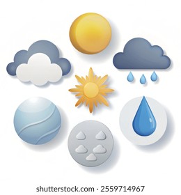 Modern weather icons set. Weather icons set  Vector Illustration with background white.