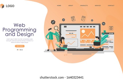 Modern web app programming and design concept landing page illustration, suitable for websites, landing pages, UI, mobile applications