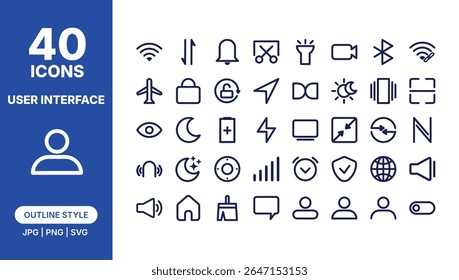 Modern Web and App UI Components Outline Icon Collection