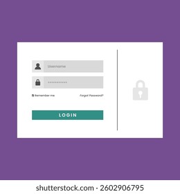 Modern web application login form template with username and password design