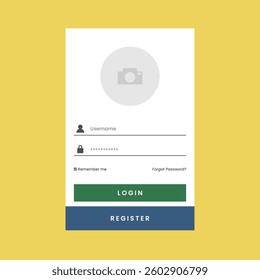 Modern web application login form template with username and password design