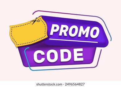 Código de promoción de Anuncio de Web moderno. Código promocional de publicidad, oferta especial. Elemento de Diseño gráfico de oferta de descuento de Precio. Bono regalo o Cupón con código promocional. 

