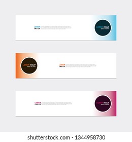 Modern web banner template. Abstract geometric web design banner template isolated on grey background with gradation