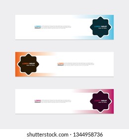 Modern web banner template. Abstract geometric web design banner template isolated on grey background with gradation