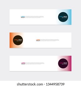 Modern web banner template. Abstract geometric web design banner template isolated on grey background with gradation