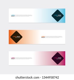 Modern web banner template. Abstract geometric web design banner template isolated on grey background with gradation