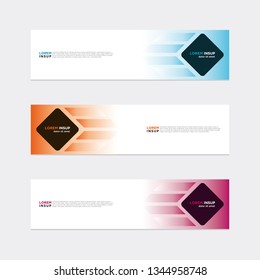 Modern web banner template. Abstract geometric web design banner template isolated on grey background with gradation