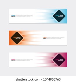 Modern web banner template. Abstract geometric web design banner template isolated on grey background with gradation