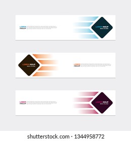 Modern web banner template. Abstract geometric web design banner template isolated on grey background with gradation
