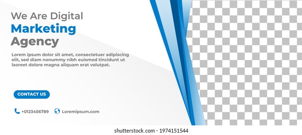 Modern web banner template design for digital business agency.