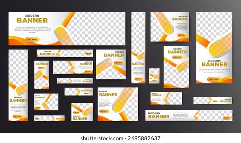 Modernes Webbanner-Template Set, Webbanner mit horizontalem Header, Hintergrund des Cover-Headers für das Webseitendesign. Einsatzbereit für Mehrzweck-Anwendungen