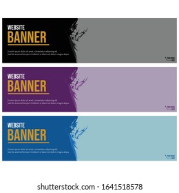 Modern web banner template with splatter element in black, purple and teal color.