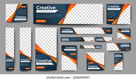 Modern web banner templates with standard size for website design, Social Media Cover, ads banner, flyer, invitation card. vector