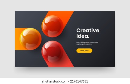 Modern web banner vector design layout. Geometric 3D balls pamphlet illustration.