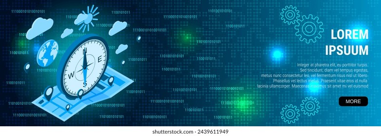 Plantilla de diseño de vector de banner web moderno. Concepto de vector isométrico 3d plano de navegación