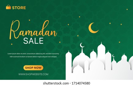 Modern Web Banner Vector. Ramadan Sale. Vector Illustration.