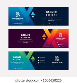 Modern web banners template with diagonal elements for a photo. Universal design for advertising business