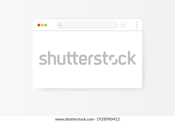 Modern\
web browser window design isolated on white background. Web window\
screen mockup with shadow. Internet empty web landing page concept\
with search bar and buttons. Vector\
illustration