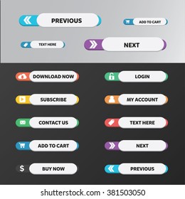 Modern web buttons flat design with double circle style