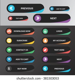 Modern web buttons flat design with circle style