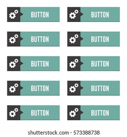 Modern web buttons flat design with square style place for text and icon. Green and black set