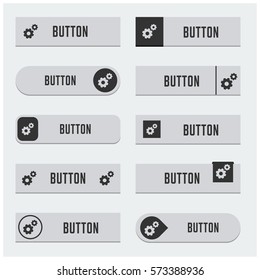 Modern web buttons flat design with square style place for text and icon. gray set