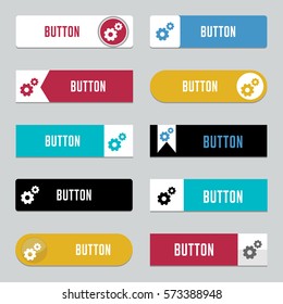 Modern web buttons flat design with square style place for text and icon. Colorful background