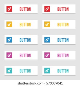 Modern web buttons flat design with square style place for text and icon. white button with colorful icon