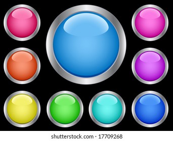 Modern web buttons on black background. Vector