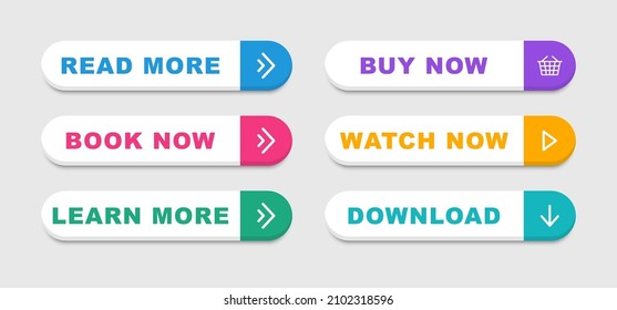 Modern web buttons set. Collection of colorful buttons. Buttons for call action. For website and ui design.