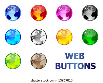 Modern web buttons - world map