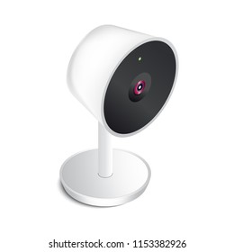 Modern web camera with stand, White web camera,
