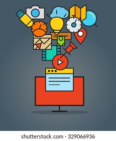 Modern web communication scheme. Flat design concept