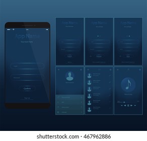 Modern web design concept. Flat vector illustration mock up. Futuristic design of mobile application. Different  screens and flat web icons for mobile apps, responsive website. Vector.