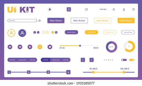 Modern web design elements frame template. Web elements with navigation, buttons, icons for use on the site. 

