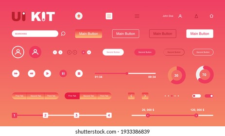 Modern web design elements frame template. Web elements with navigation, buttons, icons for use on the site. 
