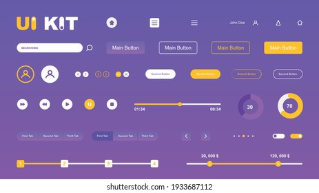 Modern web design elements frame template. Web elements with navigation, buttons, icons for use on the site. 
