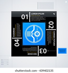 Modern web design template with options/banners. Futuristic techno business style. Useful for annual reports, presentations and advertising.