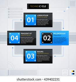 Modern web design template with options/banners. Futuristic techno business style. Useful for annual reports, presentations and advertising.
