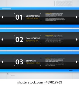 Modern web design template with options/banners. Futuristic techno business style. Useful for annual reports, presentations and advertising.