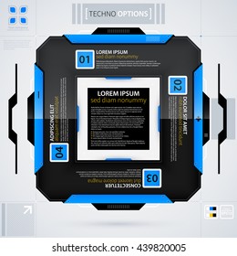 Modern web design template with options/banners. Futuristic techno business style. Useful for annual reports, presentations and advertising.