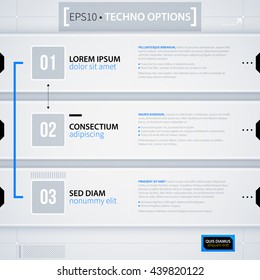 Modern web design template with options/banners. Futuristic techno business style. Useful for annual reports, presentations and advertising.